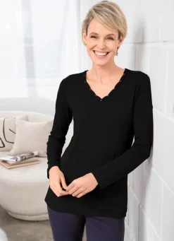 Sale BADER Shirt mit V-Ausschnitt in 2 Farben SCHWARZ