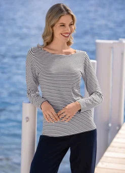 B/ANCA Shirt mit Viskose CREME-MARINE