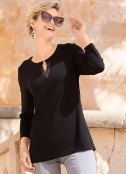 Clearance BADER Shirt mit Zierring SCHWARZ