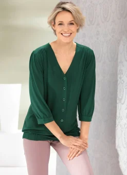 Outlet BADER Shirtbluse mit durchgehender Knopfleiste in 2 Farben GRÜN