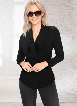 Clearance BADER Shirtbluse mit durchgehender Knopfleiste in 2 Farben SCHWARZ