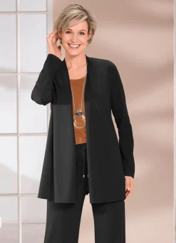 New KLAUS MODELLE MADE IN GERMANY Shirtjacke in verschlussloser Form in 4 Farben SCHWARZ