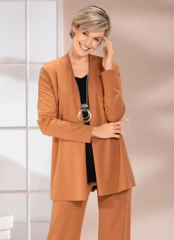 Discount KLAUS MODELLE MADE IN GERMANY Shirtjacke in verschlussloser Form in 4 Farben CAMEL