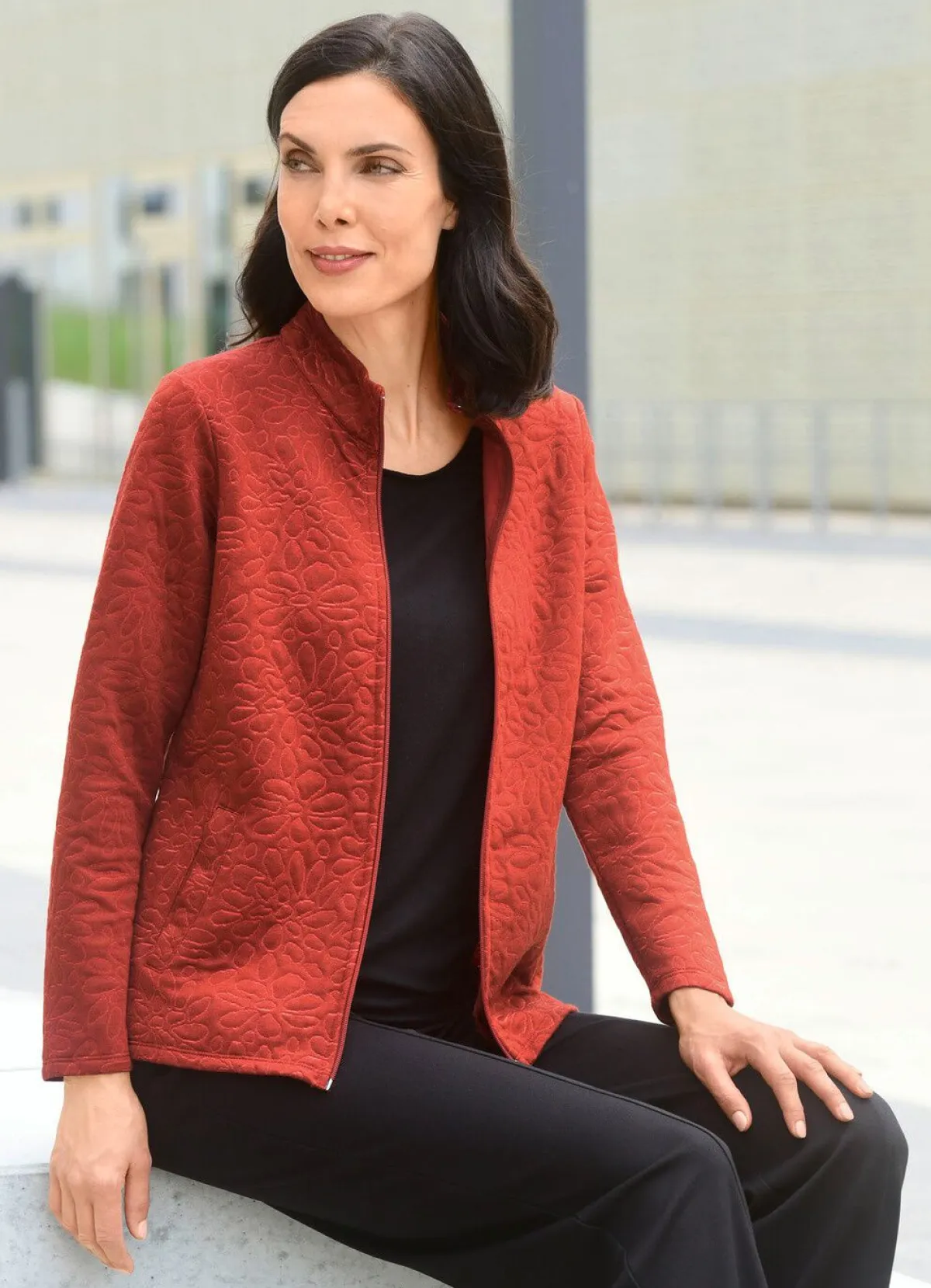Hot BADER Shirtjacke mit durchgehendem Reißverschluss TERRAKOTTA