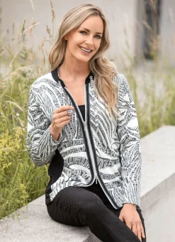 Discount BADER Shirtjacke mit praktischen Reißverschlusstaschen SCHWARZ-WEISS-GRAU