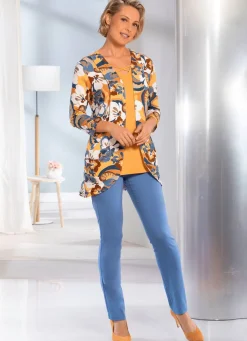 Sale BADER Shirtjacke mit seitlichen Eingrifftaschen MAISGELB-INDIGOBLAU-BRAUN