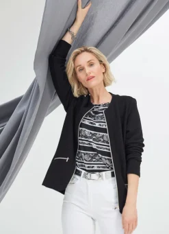 BADER Shirtjacke mit durchgehendem Reißverschluss SCHWARZ