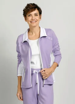 Outlet BADER Shirtjacke mit praktischen Taschen LILA-WEISS