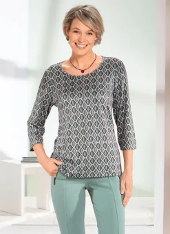 Outlet BADER Shirt mit Allover-Druck in 2 Farben SALBEI-BRAUN-BEIGE