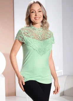 New BADER Shirt mit aufwendiger Spitzenverarbeitung in 2 Farben MINT