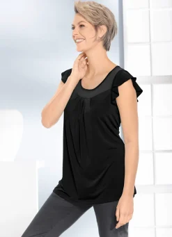 Best BADER Shirt mit Chiffon-Einsatz in 2 Farben SCHWARZ