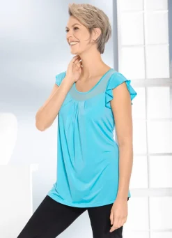 Discount BADER Shirt mit Chiffon-Einsatz in 2 Farben TÜRKIS