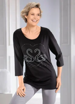 New BADER Shirt mit edler Strasszier SCHWARZ
