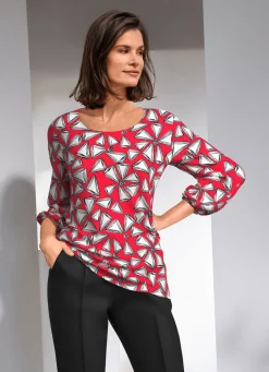 Sale KLAUS MODELLE MADE IN GERMANY Shirt mit farbbrillantem Druck ROT-WEISS-SCHWARZ