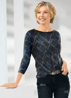 New KLAUS MODELLE MADE IN GERMANY Shirt mit farbbrillantem Druck PETROL-LILA-KIWI
