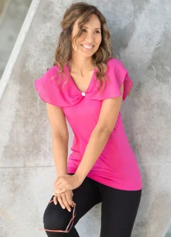 Outlet BADER Shirt mit gekänteltem Chiffon-Besatz in 2 Farben PINK