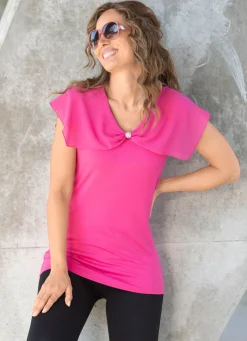 Outlet BADER Shirt mit gekänteltem Chiffon-Besatz in 2 Farben PINK