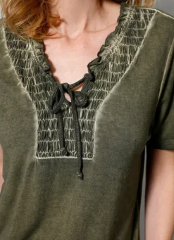 BADER Shirt mit individueller Färbetechnik OLIV