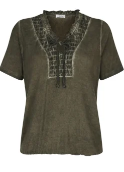 BADER Shirt mit individueller Färbetechnik OLIV