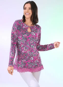 Outlet BADER Shirt mit interessanter Ausschnittverarbeitung in 2 Farben FUCHSIA-GRÜN