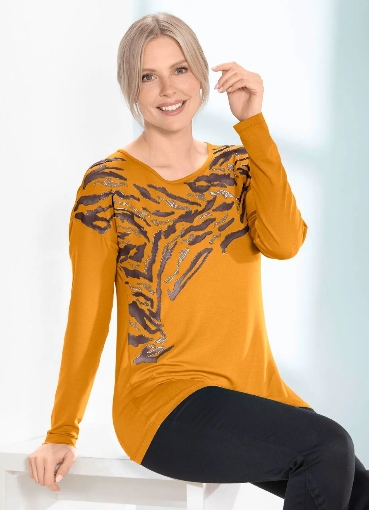 BADER Shirt mit Kontrast-Druck in 3 Farben MESSING