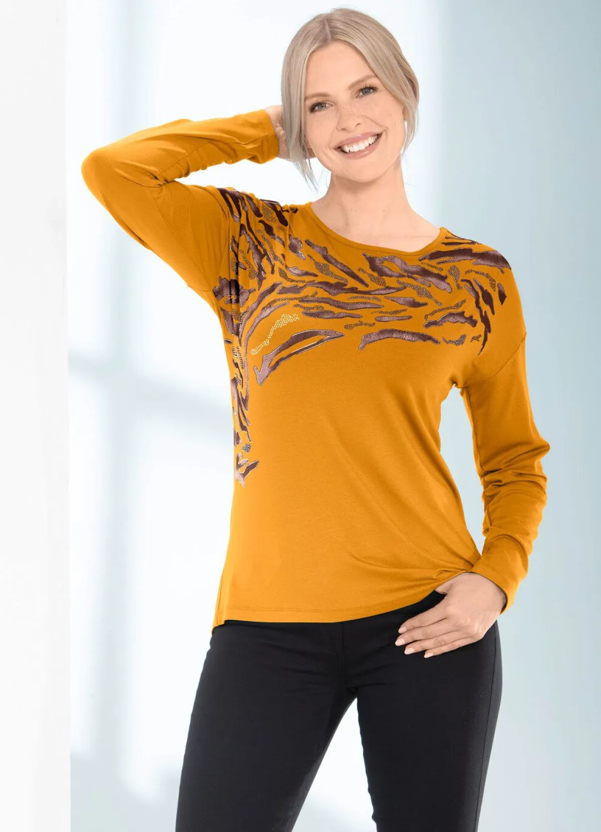 BADER Shirt mit Kontrast-Druck in 3 Farben MESSING