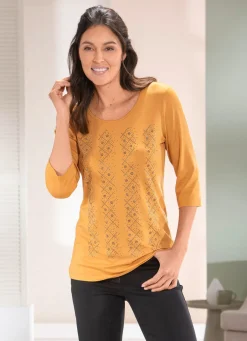 Outlet BADER Shirt mit kontrastfarbenen Zierplättchen in 2 Farben MAISGELB