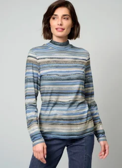 Sale BADER Shirt mit kurzem Reißverschluss HELLBLAU-TAUPE