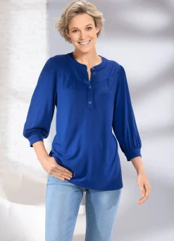 Clearance BADER Shirt mit kurzer Knopfleiste in 2 Farben ROYALBLAU