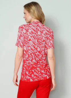 Discount BADER Shirt mit modischem Cut-Out ROT-WEISS-SCHWARZ