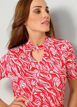 Discount BADER Shirt mit modischem Cut-Out ROT-WEISS-SCHWARZ