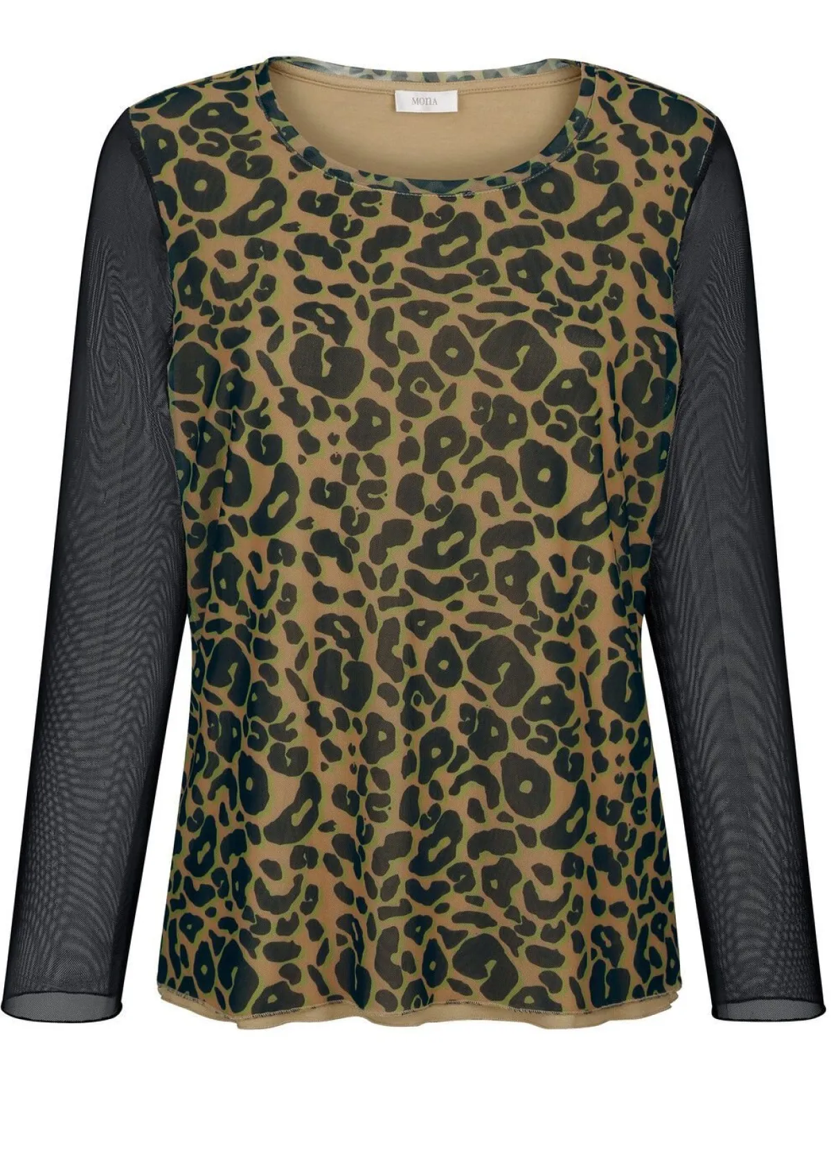 New BADER Shirt mit Netz-Jersey SCHWARZ-CAMEL-APFELGRÜN