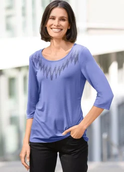 Clearance BADER Shirt mit Plättchenzier in 2 Farben FLIEDER