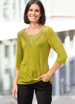 BADER Shirt mit Plättchenzier in 2 Farben PISTAZIE