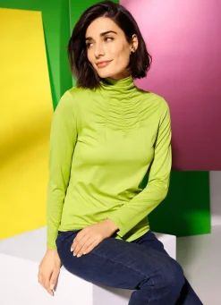 Discount BADER Shirt mit Raffungen in 5 Farben LIMETTE