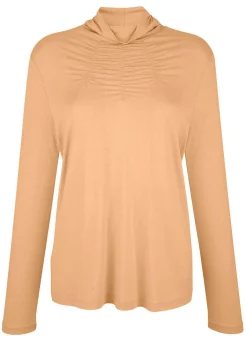 Outlet BADER Shirt mit Raffungen in 5 Farben CAMEL