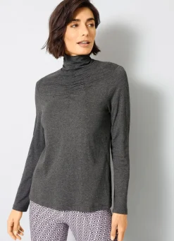 Discount BADER Shirt mit Raffungen in 5 Farben ANTHRAZIT
