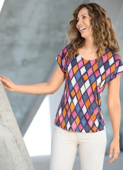 Online KLAUS MODELLE MADE IN GERMANY Shirt mit Rundhalsausschnitt BLAU-ORANGE-ROSA