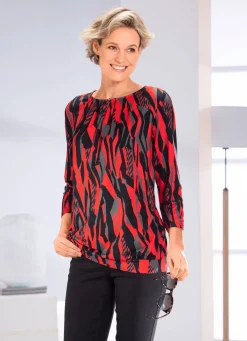 Sale BADER Shirt mit Schlingenknopfverschluss ROT-GRAU-SCHWARZ