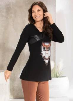 Online BADER Shirt mit em Nappaleder-Imitat-Einsatz in 2 Farben SCHWARZ
