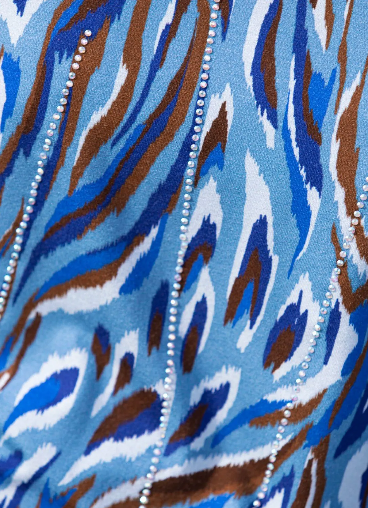 Sale BADER Shirt mit Strasszier im Vorderteil BLAU-BRAUN