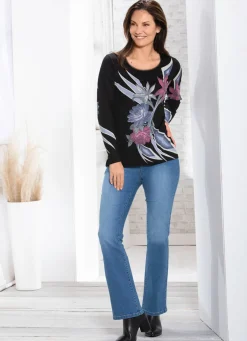 Discount BADER Shirt mit Tüll-Abschluss am Ausschnitt SCHWARZ-BLEU