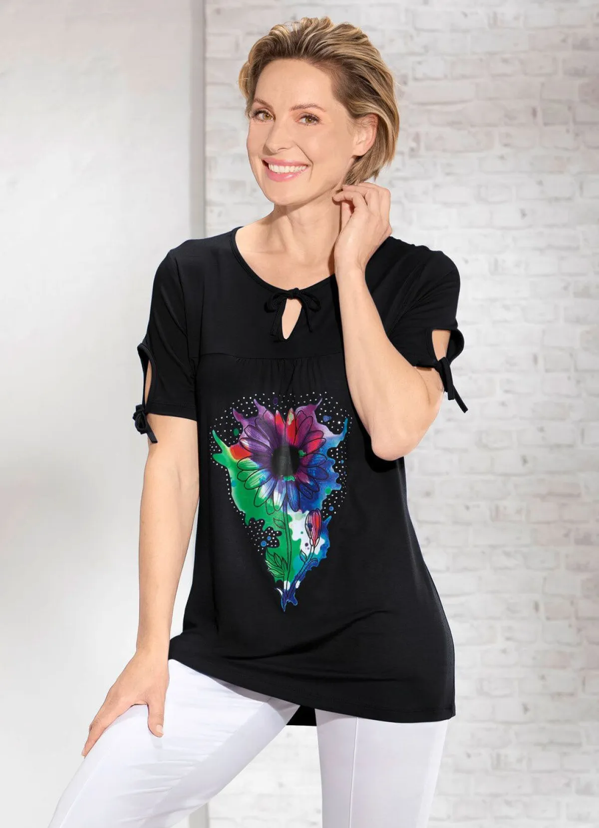 Clearance BADER Shirt mit V-Schlitz SCHWARZ