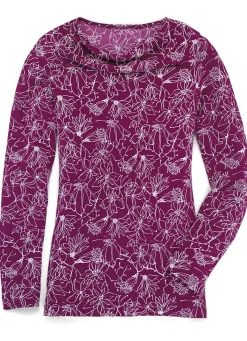 Sale KLAUS MODELLE MADE IN GERMANY Shirt mit Wasserfall-Ausschnitt in 2 Farben BORDEAUX-WEISS