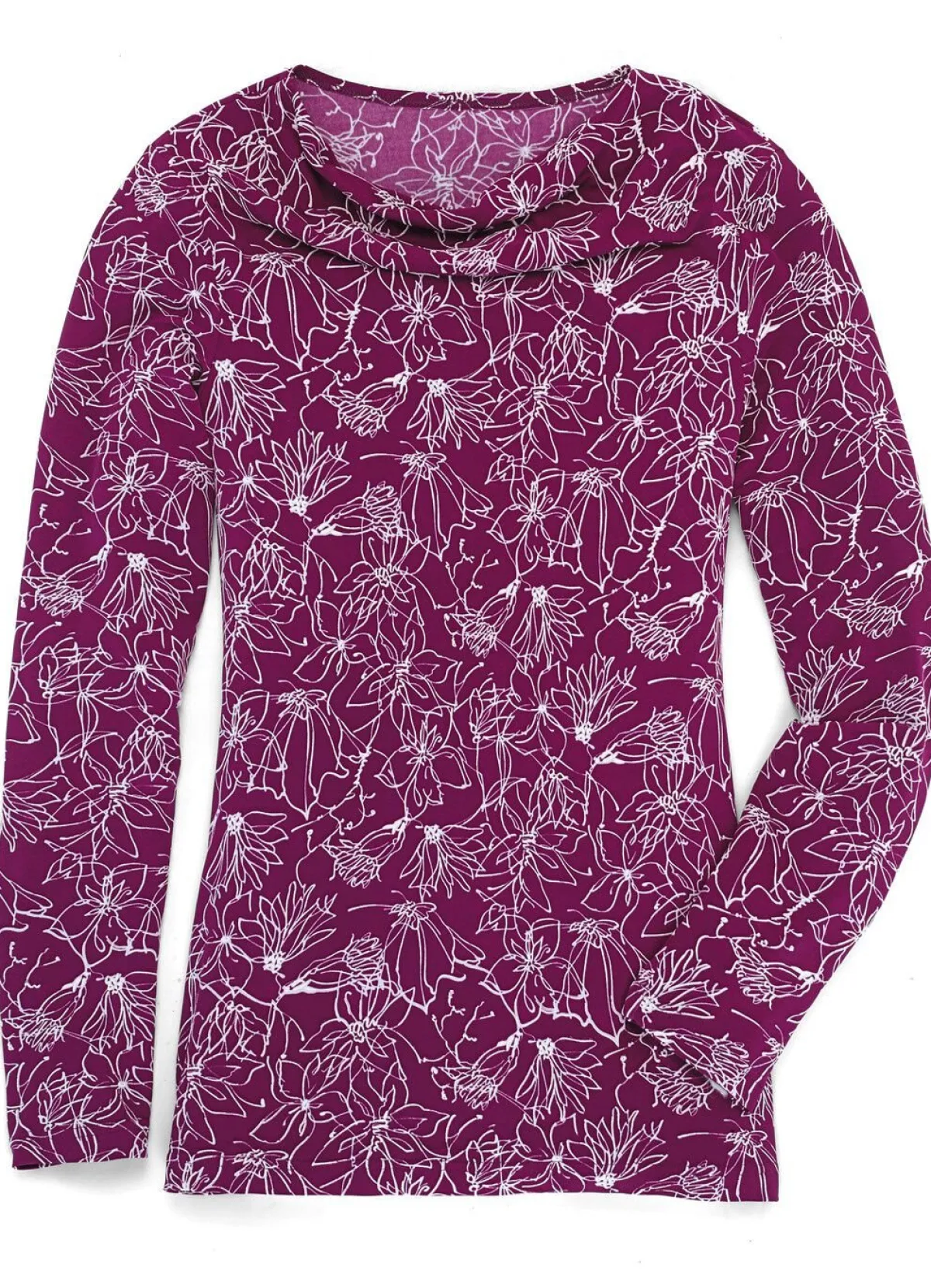 Sale KLAUS MODELLE MADE IN GERMANY Shirt mit Wasserfall-Ausschnitt in 2 Farben BORDEAUX-WEISS