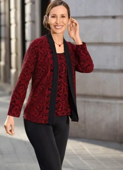 Outlet BADER Shirt-Tunika in 2-in-1-Optik ROT-SCHWARZ