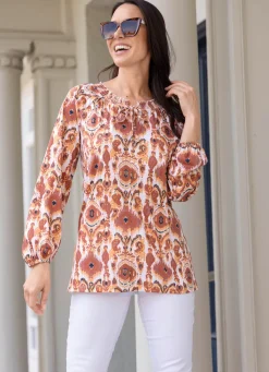 Outlet BADER Shirt-Tunika in Langarm WEISS-SAND-ECRU-BUNT
