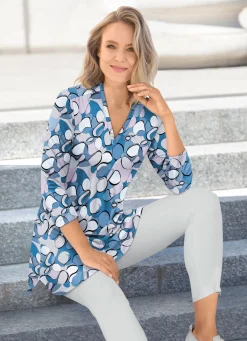 Clearance KLAUS MODELLE MADE IN GERMANY Shirt-Tunika Made in Germany WEISS-FLIEDER-BUNT
