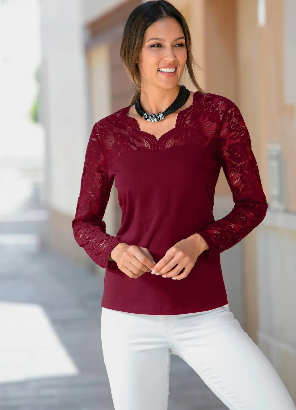 Clearance BADER Shirt-Tunika mit Baumwolle BORDEAUX
