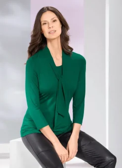 Hot BADER Shirt-Tunika mit Bindeschluppe TANNENGRÜN